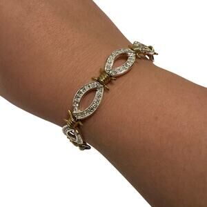 western glam Silver and Gold rhinestone barbed wire link bracelet